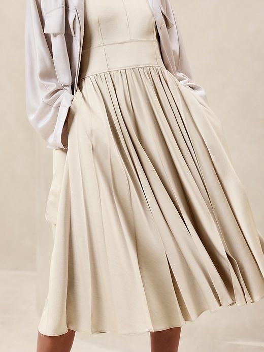 Ness Pleated Satin Midi Dress sold by Banana Republic product image thumbnail 3