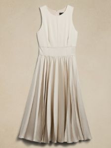 Ness Pleated Satin Midi Dress sold by Banana Republic