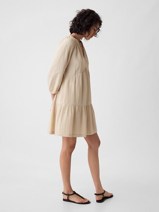 Crinkle Gauze Tiered Mini Dress sold by GAP product image thumbnail 3