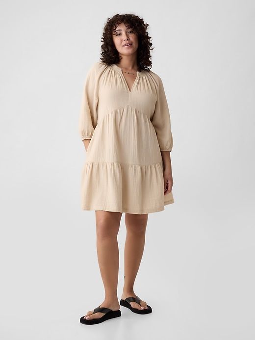 Crinkle Gauze Tiered Mini Dress sold by GAP product image thumbnail 4