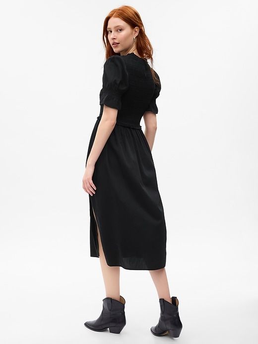 Puff Sleeve Smocked Midi Dress sold by GAP product image thumbnail 2