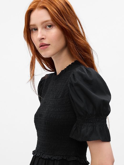 Puff Sleeve Smocked Midi Dress sold by GAP product image thumbnail 3