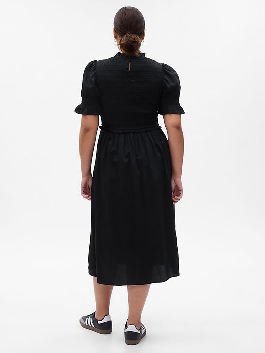 Puff Sleeve Smocked Midi Dress sold by GAP product image thumbnail 5