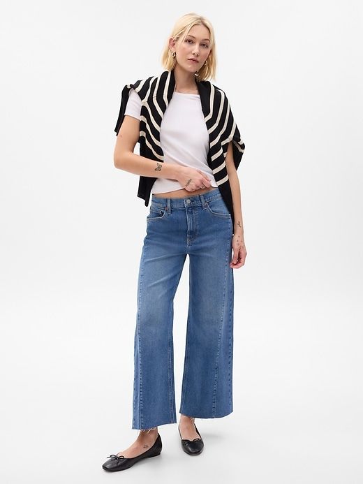 High Rise Stride Wide-Leg Ankle Jeans sold by GAP