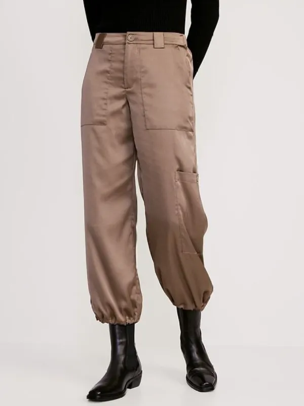High-Waisted Satin Cargo Jogger Pants for Women sold by GAP