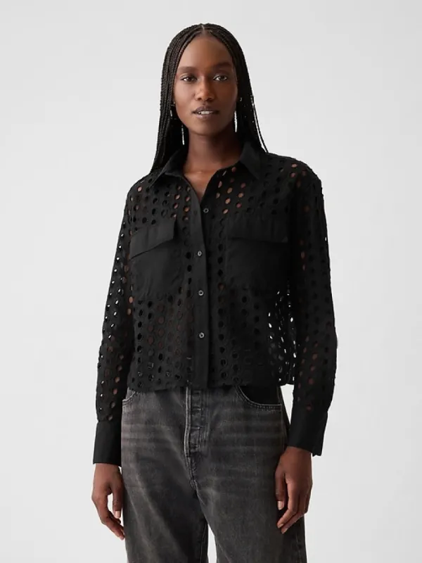 Eyelet Cropped Shirt sold by GAP