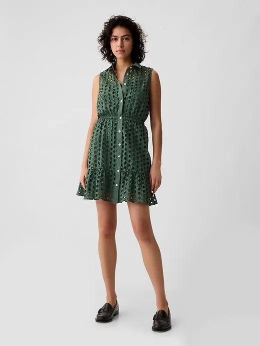 Eyelet Tiered Mini Dress sold by GAP product image thumbnail 3