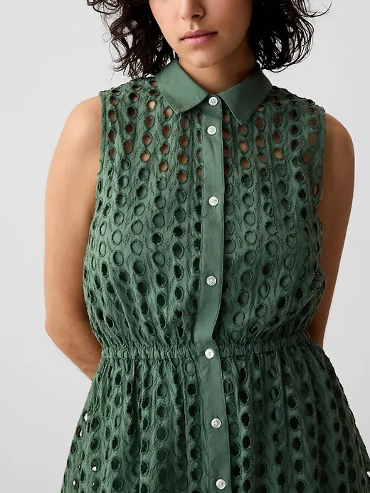 Eyelet Tiered Mini Dress sold by GAP product image thumbnail 4
