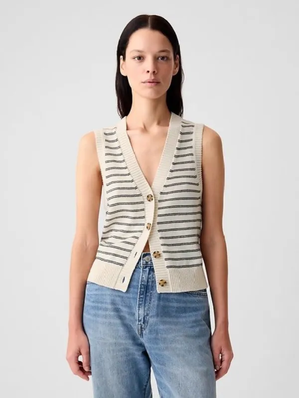 Linen-Blend Sweater Vest sold by GAP
