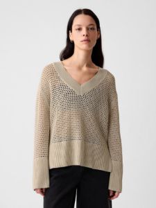 24/7 Split-Hem Crochet Sweater sold by GAP