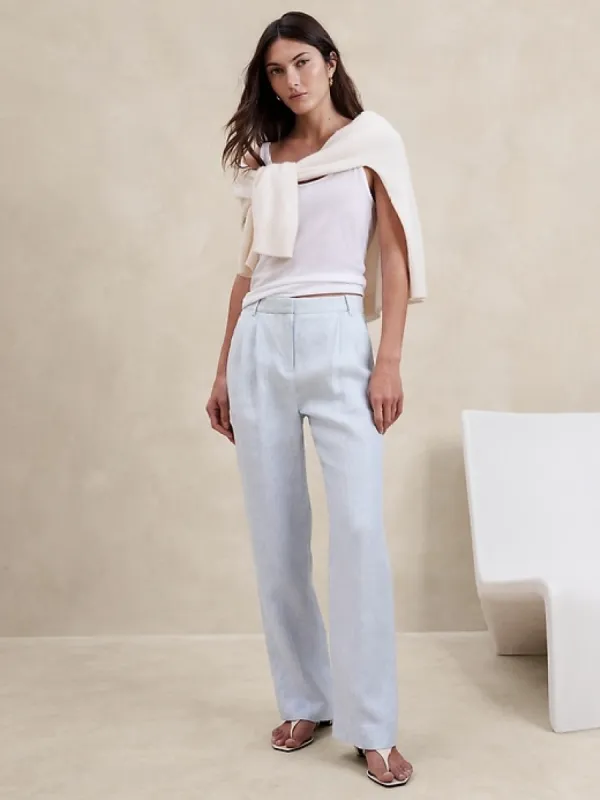 High-Rise Relaxed Linen Pant sold by Banana Republic