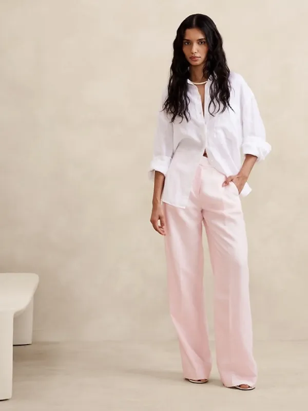 TENCEL™-Linen Wide-Leg Pant sold by Banana Republic