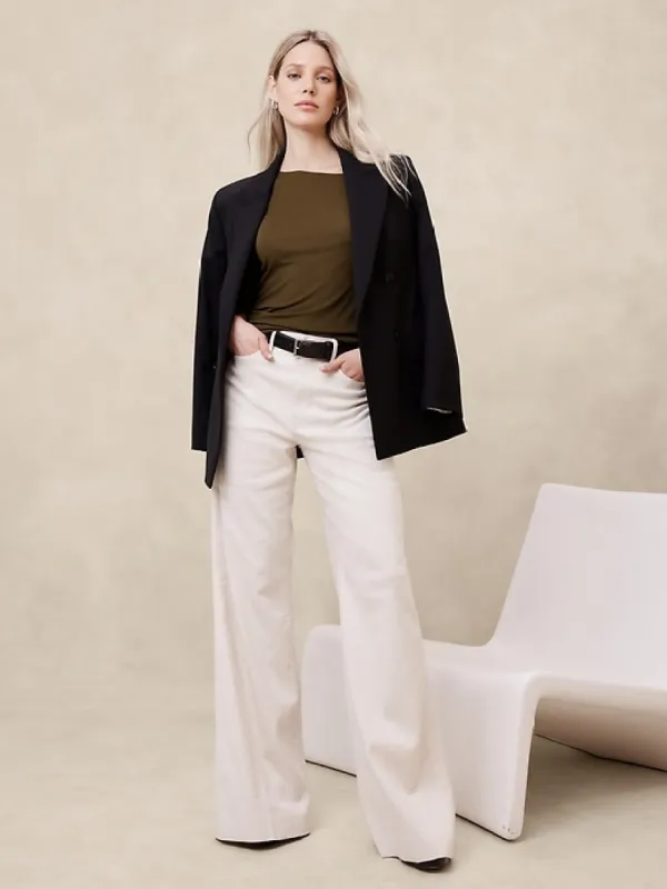 Crepe Knit Off-Shoulder Top sold by Banana Republic