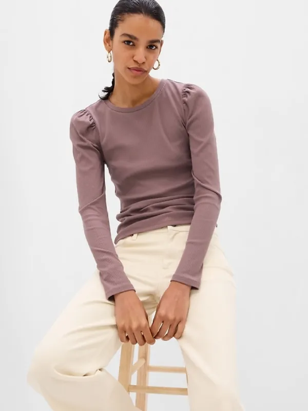 Puff Sleeve Rib T-Shirt sold by GAP
