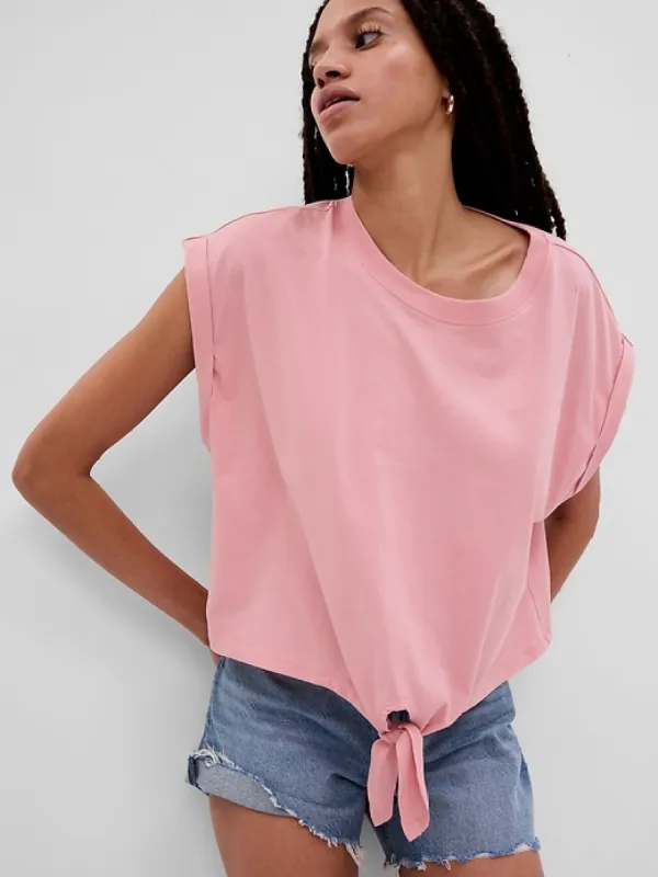 Organic Cotton Vintage Tie-Front Dolman T-Shirt sold by GAP