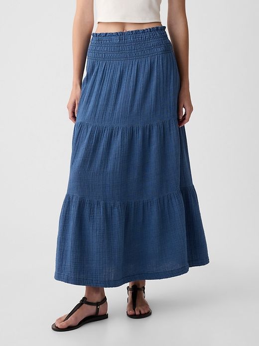 Crinkle Gauze Denim Maxi Skirt sold by GAP
