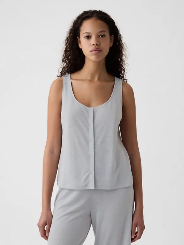 Linen-Blend Snap PJ Tank Top sold by GAP