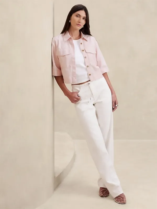 Hemp-Cotton Cropped Shirt sold by Banana Republic