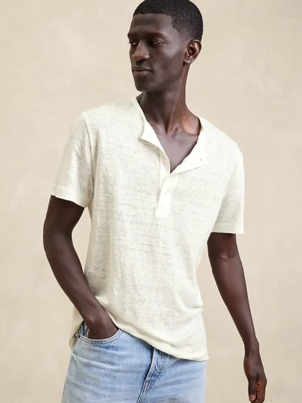 Linen Henley T-Shirt made by Banana Republic