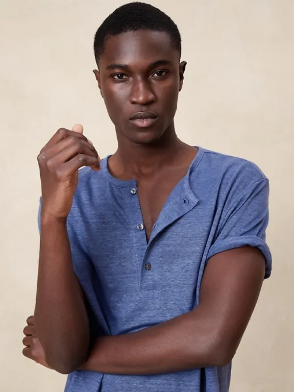 Linen Henley T-Shirt made by Banana Republic