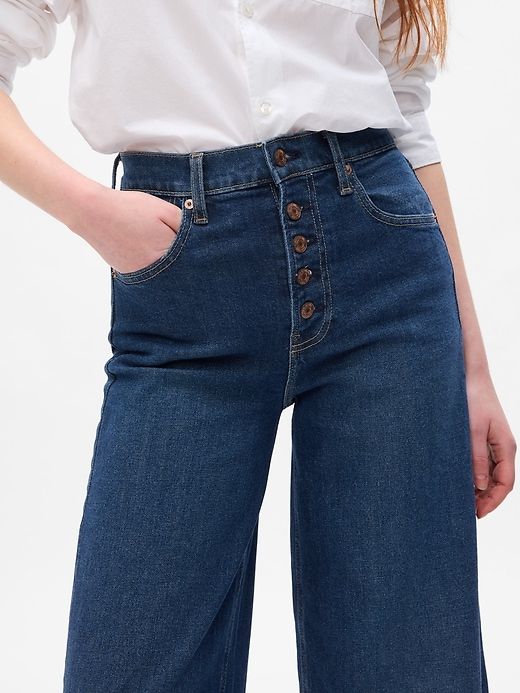 High Rise Stride Wide-Leg Ankle Jeans sold by GAP product image thumbnail 3