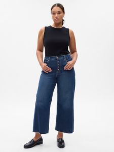 High Rise Stride Wide-Leg Ankle Jeans sold by GAP