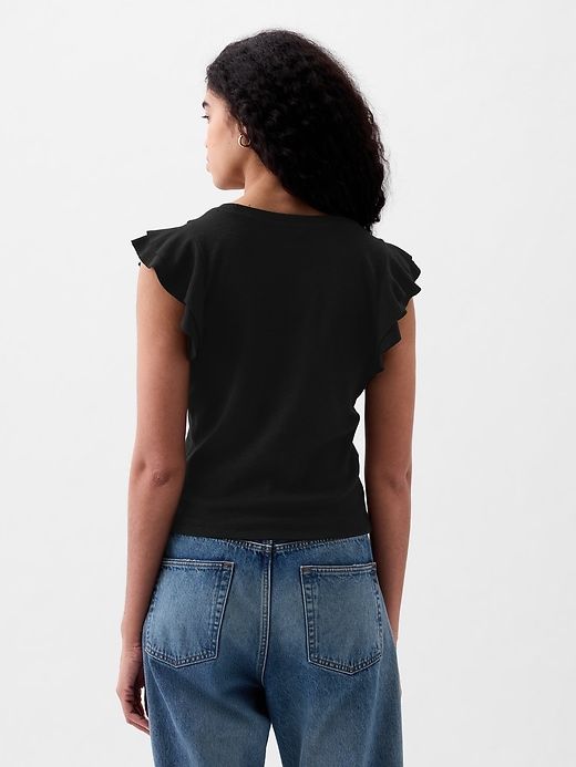Essential Rib Flutter Sleeve Shirt sold by GAP product image thumbnail 2