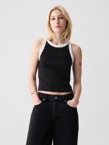 Modern Rib Cropped Halter Top sold by GAP
