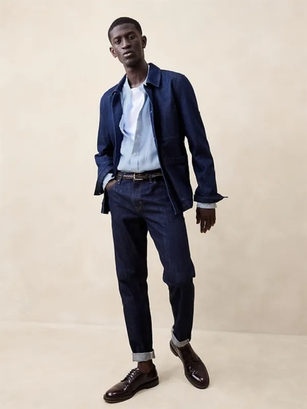 Castello Linen Banded-Collar Shirt sold by Banana Republic