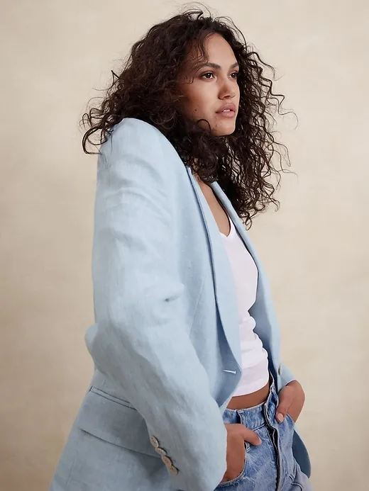 Lina Relaxed Linen Blazer sold by Banana Republic product image thumbnail 3