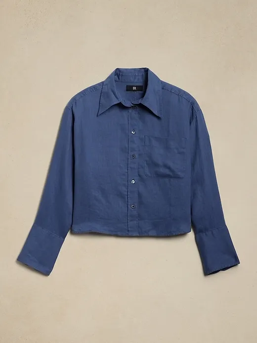 The Boxy Crop Linen Shirt sold by Banana Republic product image thumbnail 4