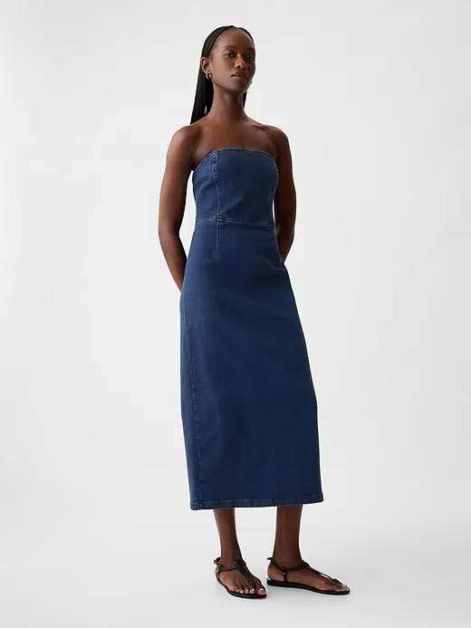 Strapless Denim Midi Dress sold by GAP