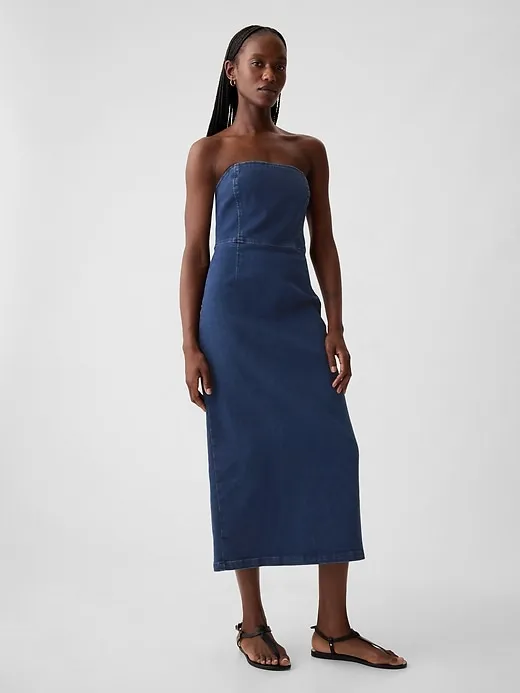 Strapless Denim Midi Dress sold by GAP product image thumbnail 3
