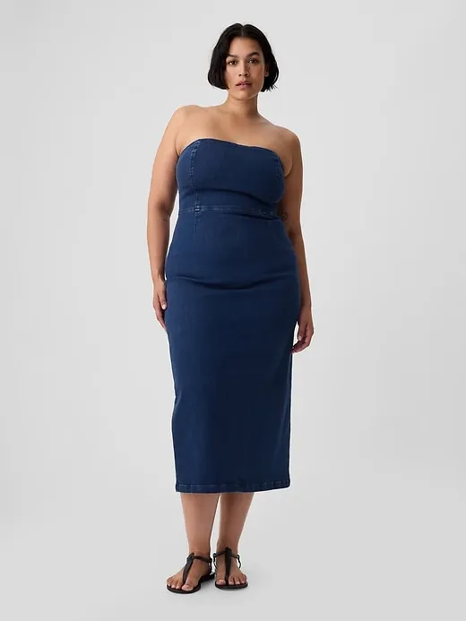 Strapless Denim Midi Dress sold by GAP product image thumbnail 5