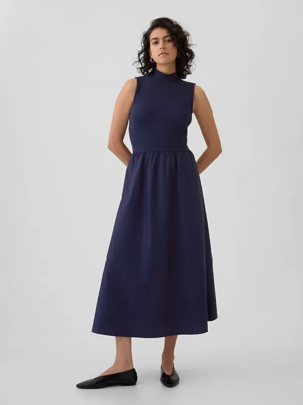 Mockneck Mixed Media Midi Dress sold by GAP