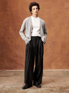 Signature Italian Hopsack Wide-Leg Pant sold by Banana Republic