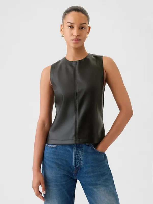 Vegan Leather Shell Tank sold by GAP
