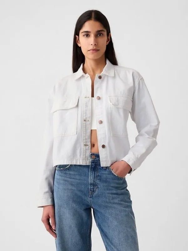 Cropped Denim Shirt Jacket sold by GAP