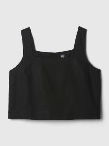 Linen-Blend Button-Back Cropped Tank Top sold by GAP