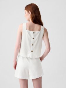Linen-Blend Button-Back Cropped Tank Top sold by GAP