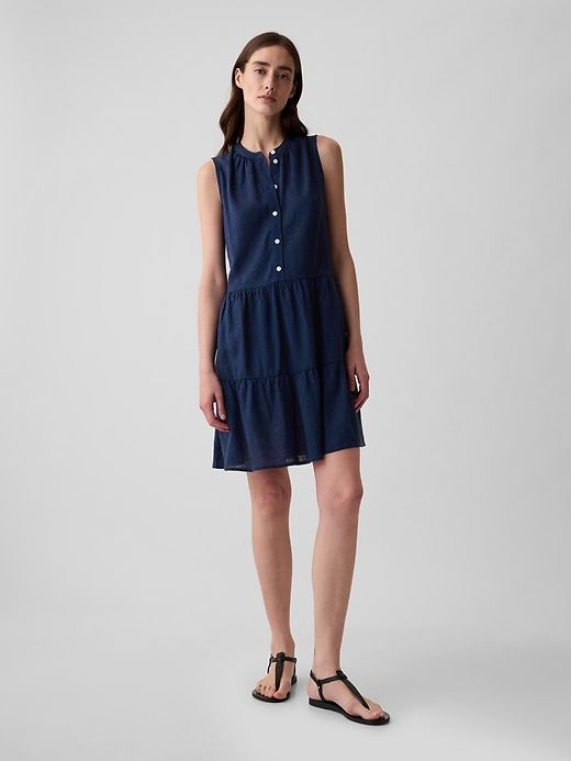 Linen-Blend Eyelet Mini Shirtdress sold by GAP