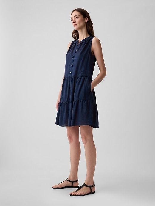 Linen-Blend Eyelet Mini Shirtdress sold by GAP product image thumbnail 3