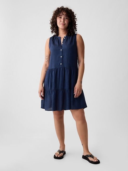 Linen-Blend Eyelet Mini Shirtdress sold by GAP product image thumbnail 4