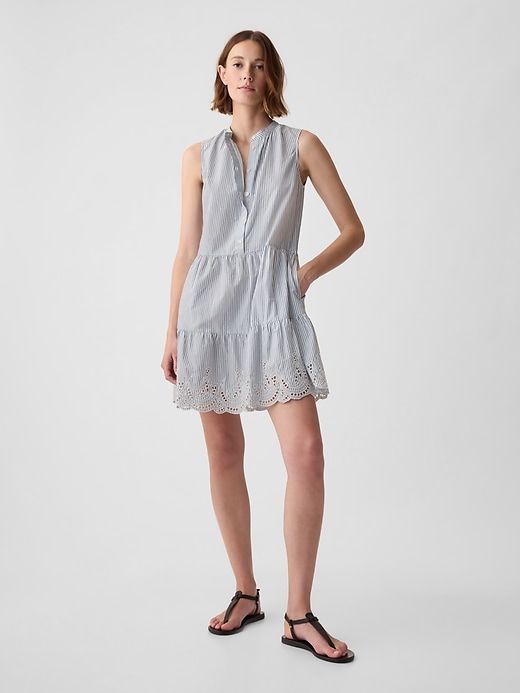 Linen-Blend Eyelet Mini Shirtdress sold by GAP