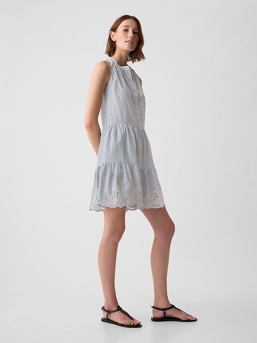 Linen-Blend Eyelet Mini Shirtdress sold by GAP product image thumbnail 3