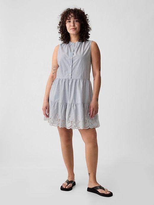 Linen-Blend Eyelet Mini Shirtdress sold by GAP product image thumbnail 4