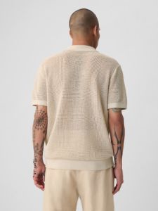 Linen-Blend Textured Polo Shirt sold by GAP