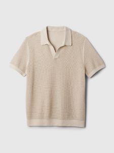 Linen-Blend Textured Polo Shirt sold by GAP