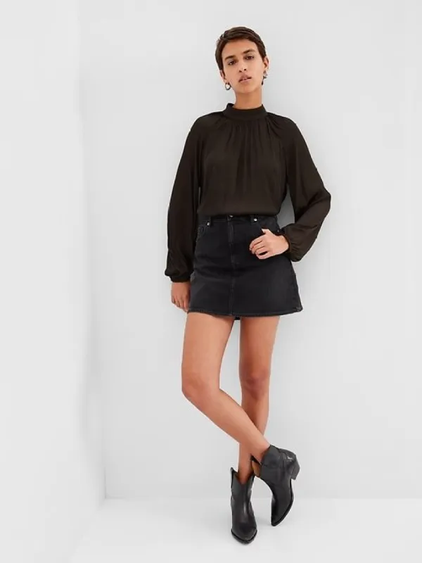 Satin Mockneck Top sold by GAP