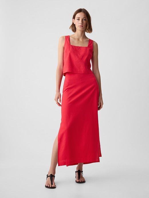 Linen-Blend Maxi Skirt sold by GAP product image thumbnail 3